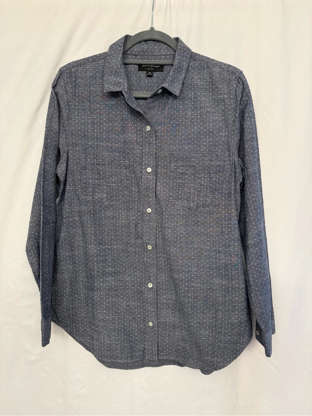 Banana Republic Men's Navy Dot-Pattern Button-Down Shirt